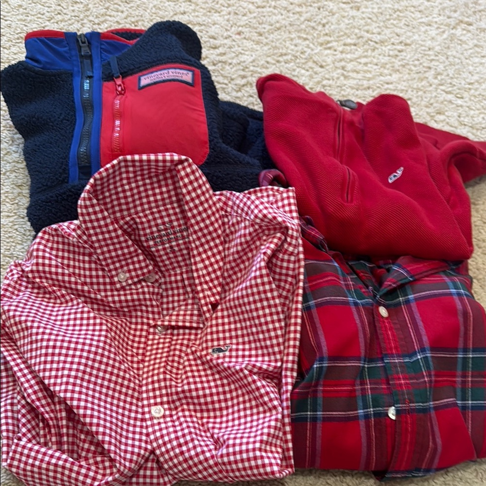 Kids Red and Plaid Shirts & Tops Set